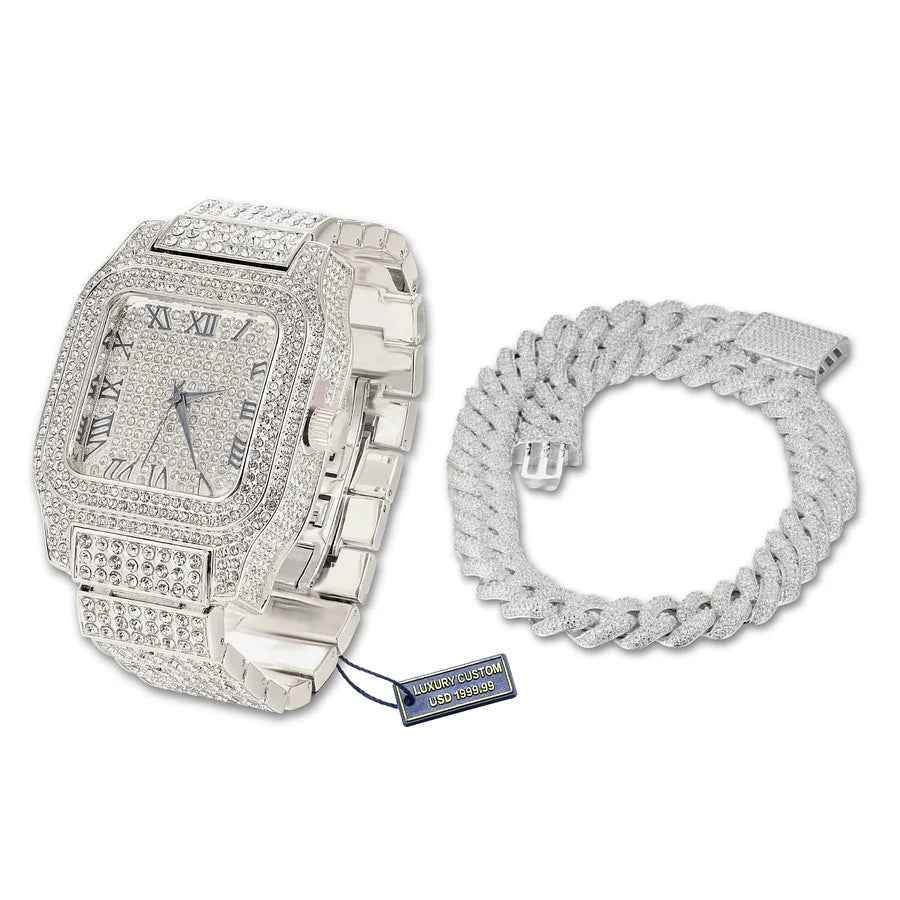 Bling Rapper Necklace, Watch+Bracelet Jewelry