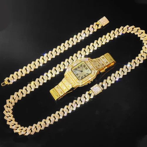 Bling Rapper Necklace, Watch+Bracelet Jewelry